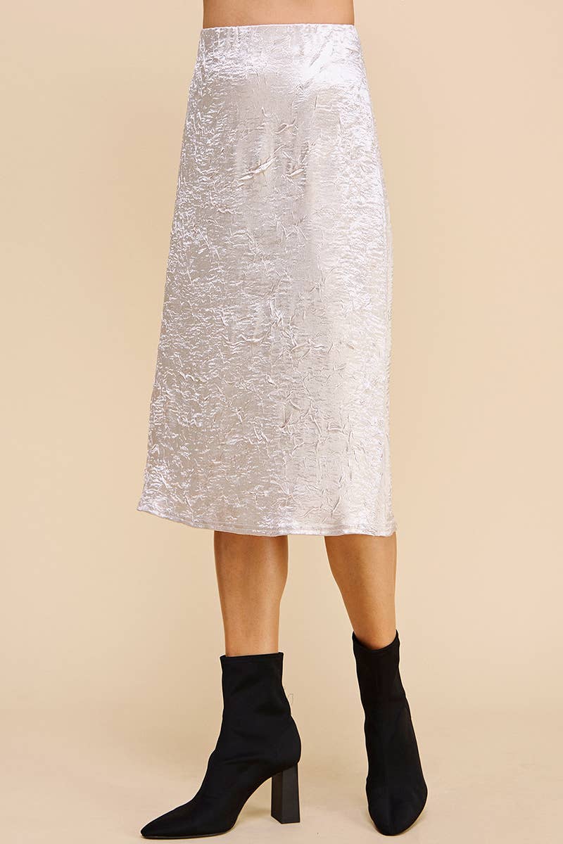 A-Lined Midi in Crinkled Stretch Satin