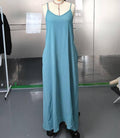 Solid colors loose rope strap maxi dress