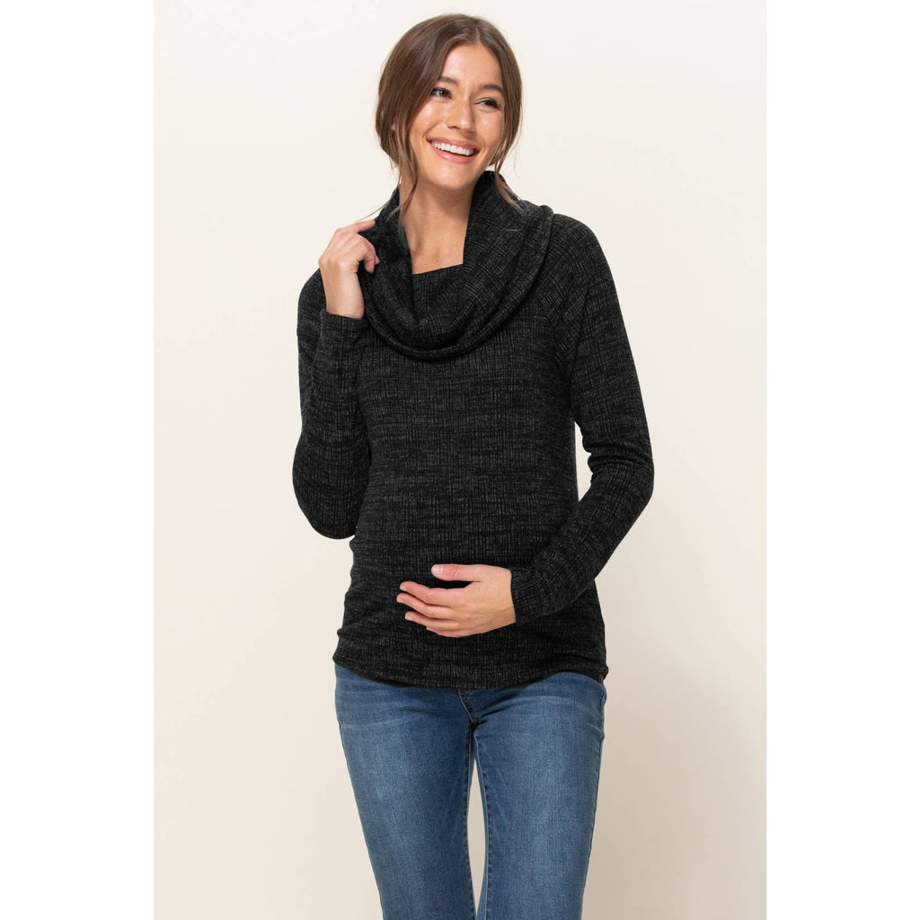Cowl Neck Sweater Knit Maternity Top