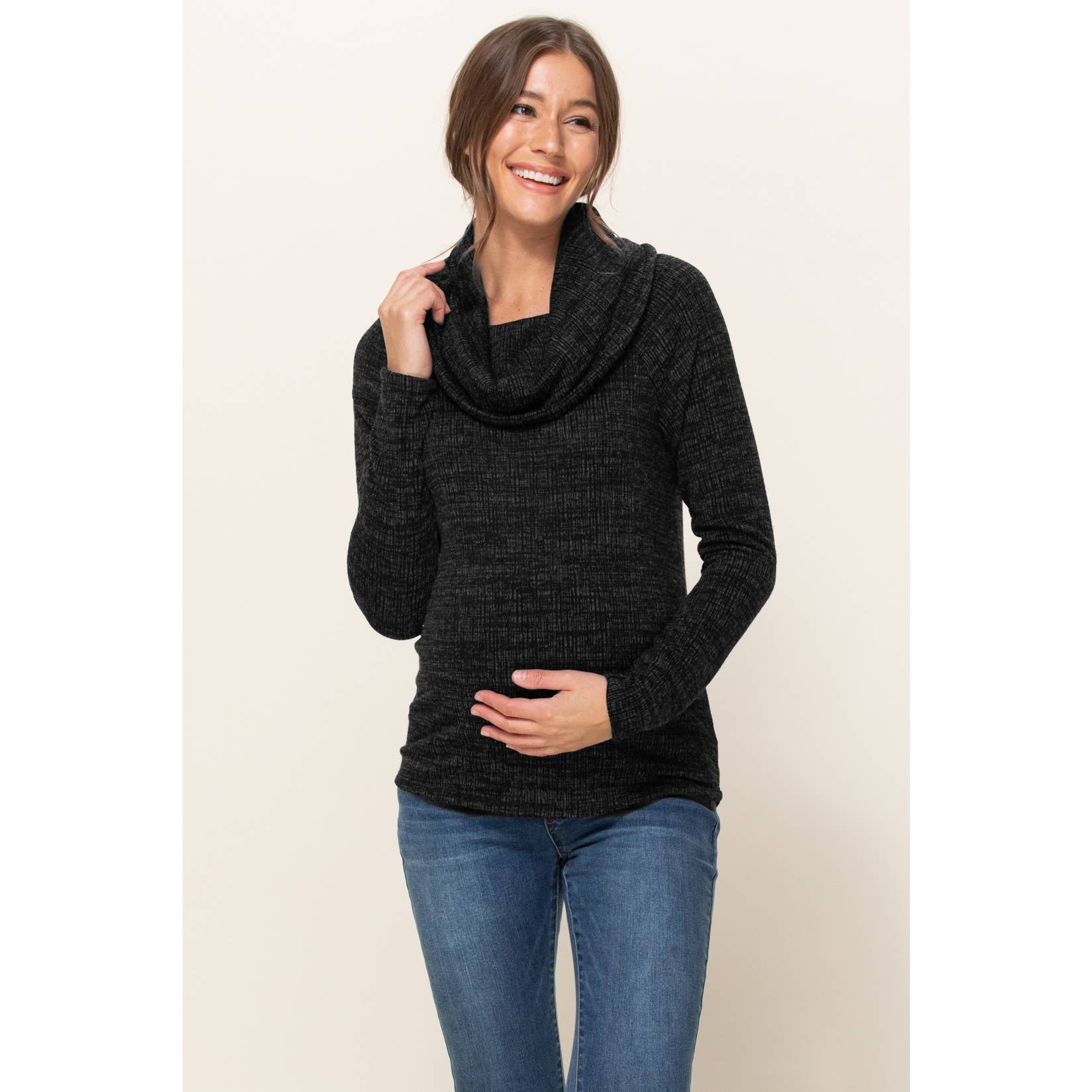 Cowl Neck Sweater Knit Maternity Top