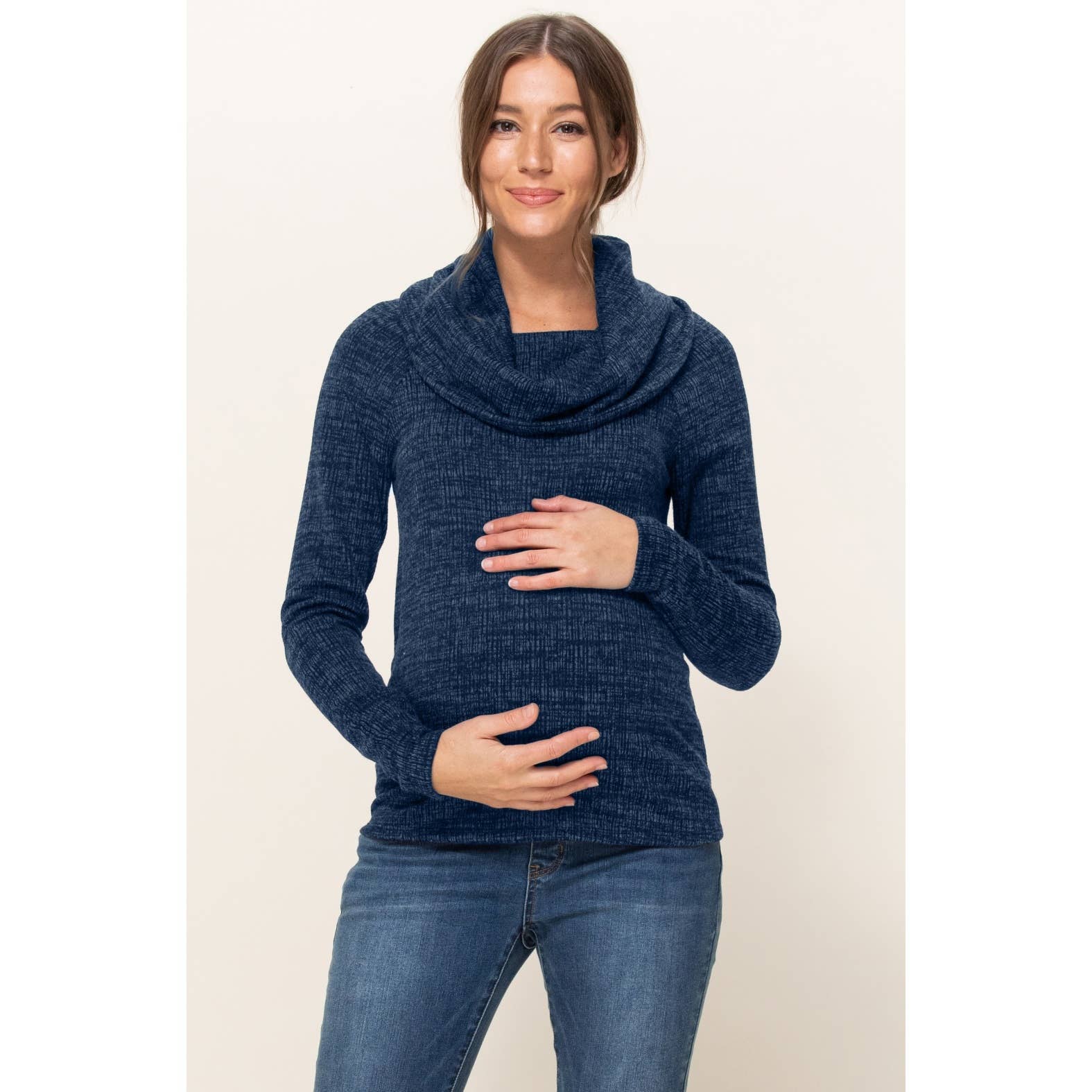 Cowl Neck Sweater Knit Maternity Top