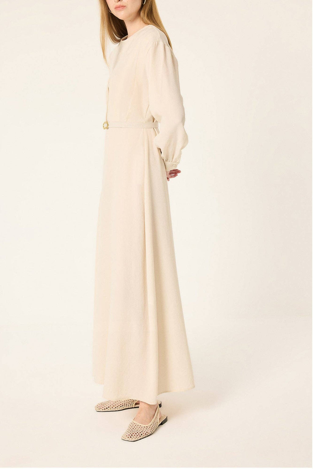 Belted Pleated Maxi Dress