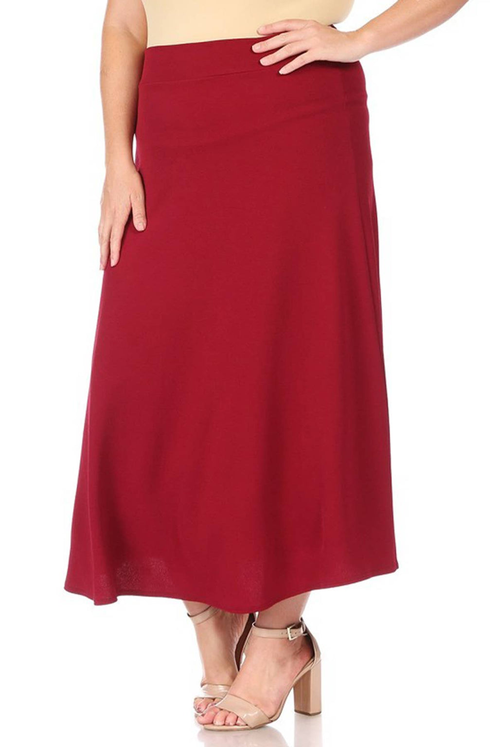 Women's Plus Size Solid Flare A-line Long Skirt