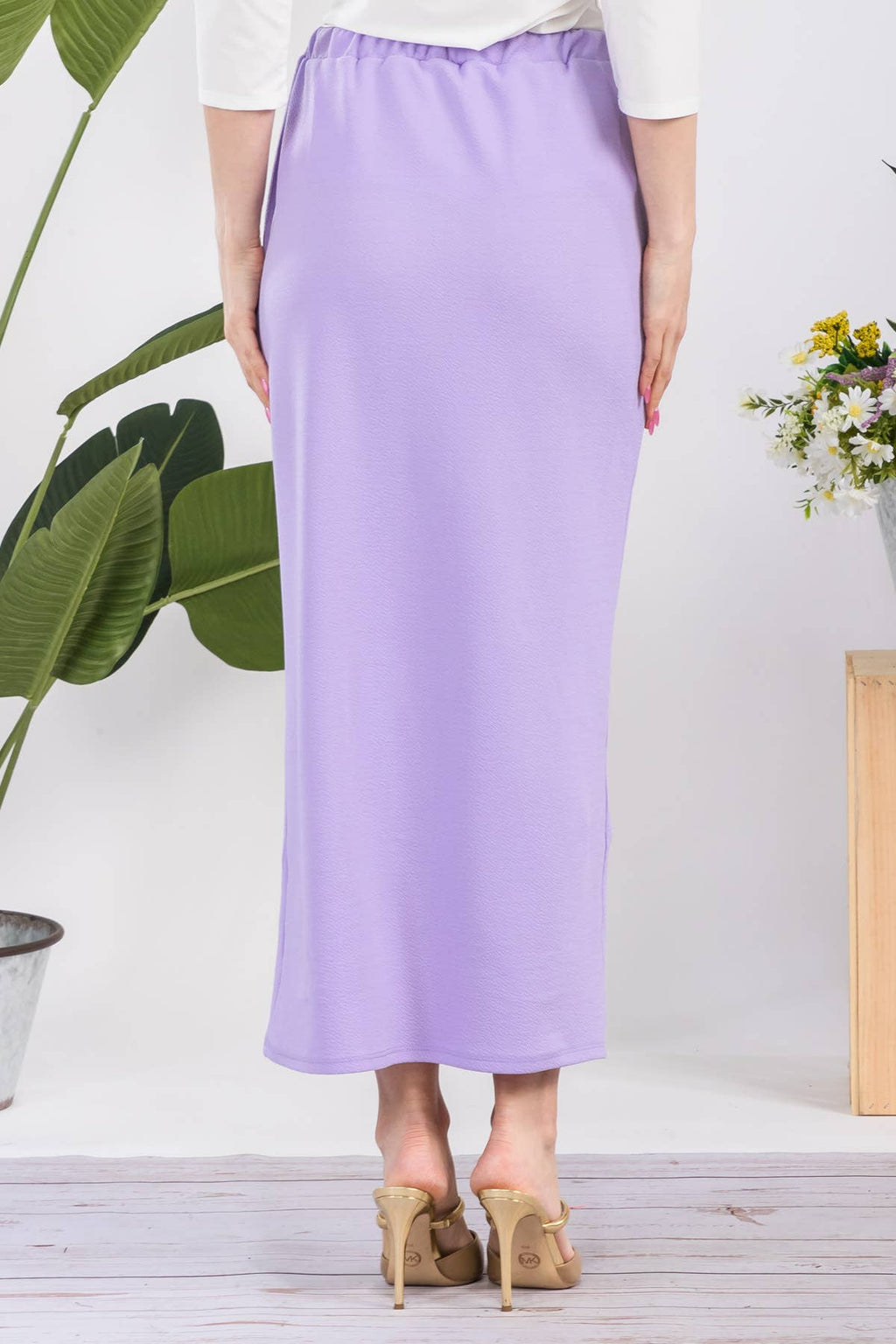 NEW COLORS- LONG PENCIL SKIRT -WITH ELASTIC WAIST BAND