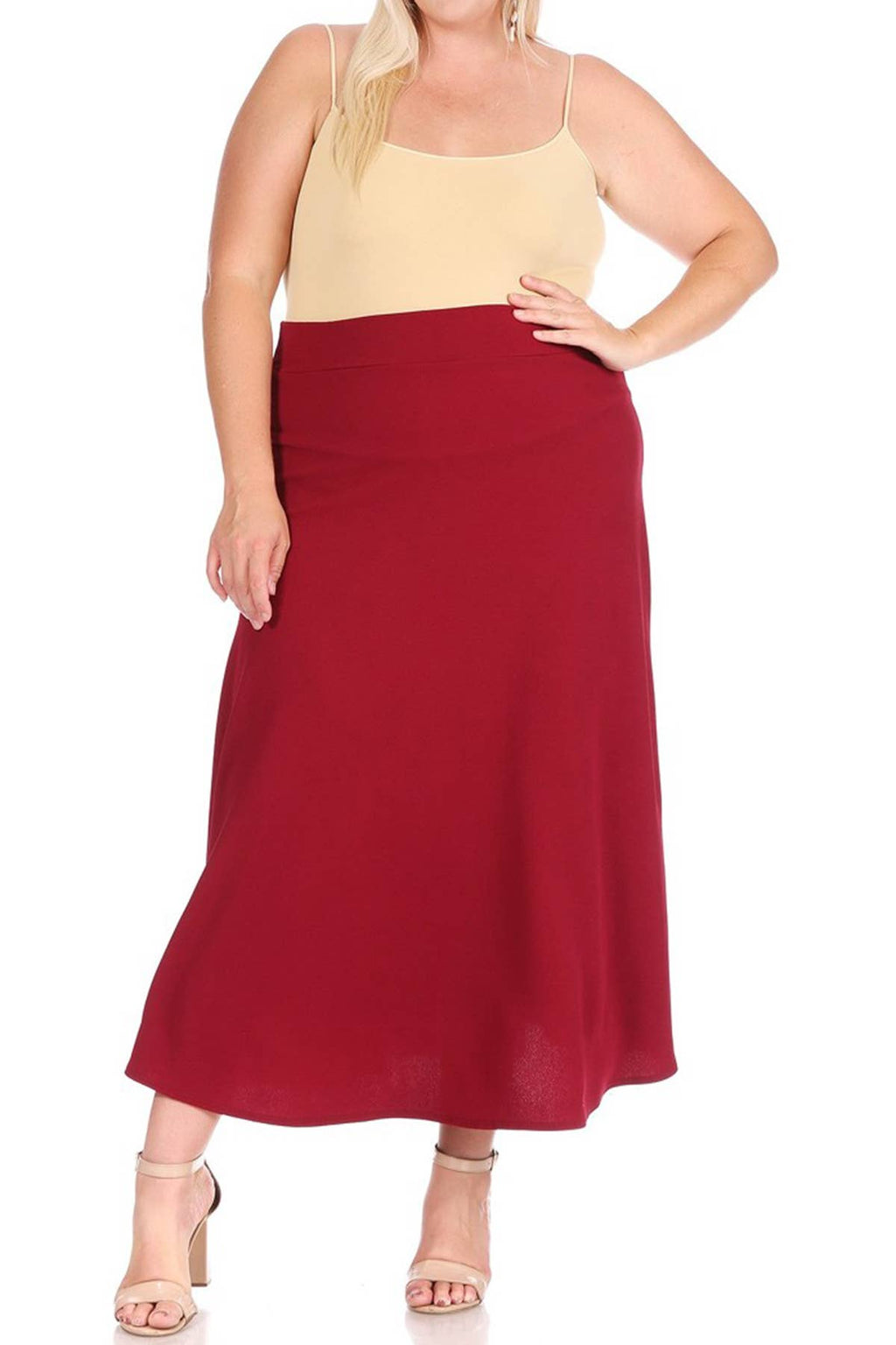 Women's Plus Size Solid Flare Maxi Skirt