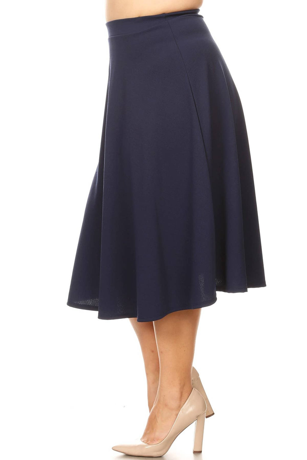 Women's Plus Size Casual Solid Midi Skirt (Open Pack)