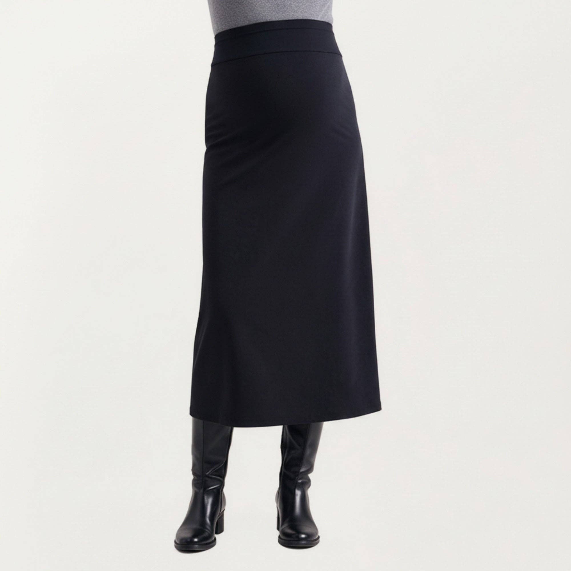 Maternity High Waist Stretch Knit Midi Skirt with Seamless S