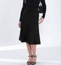 Elegant commuter office A-line midi fishtail hem skirt