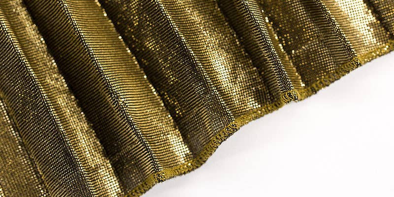 Metallic Elastic waist pleated skirt