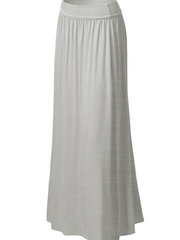 High Waist Elastic Closure Gather Maxi Skirt