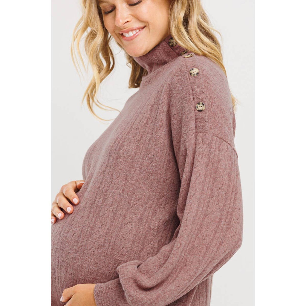 Turtle Neck Long Sleeve Maternity Knit Sweater