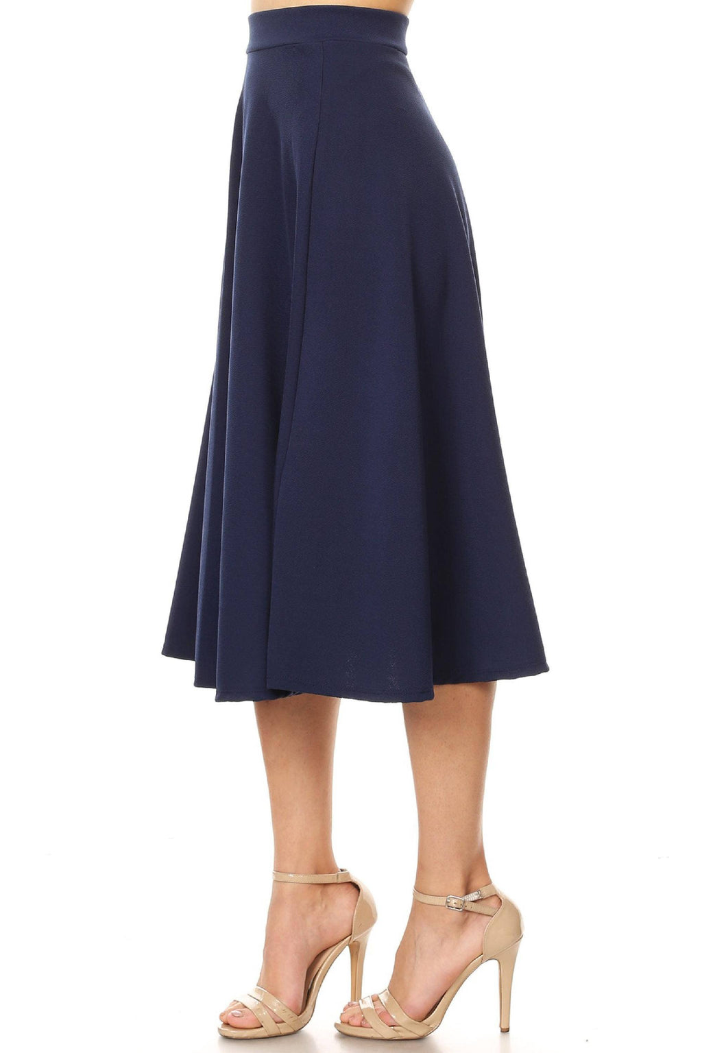 Women's Solid Basic Casual Midi Skirt