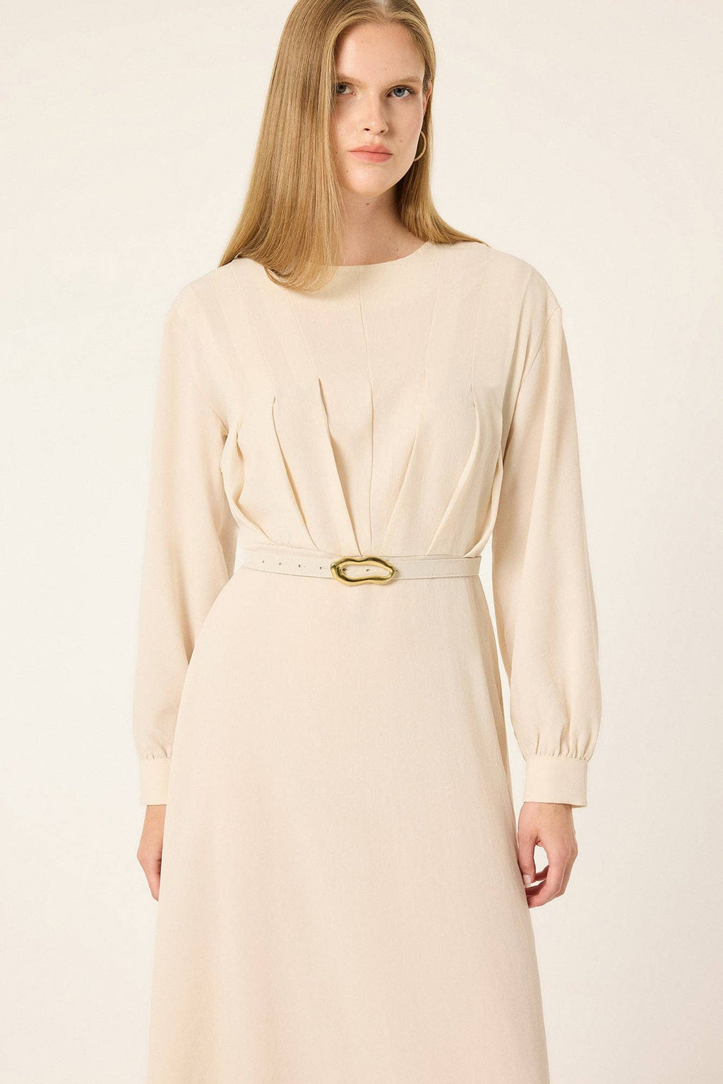Belted Pleated Maxi Dress