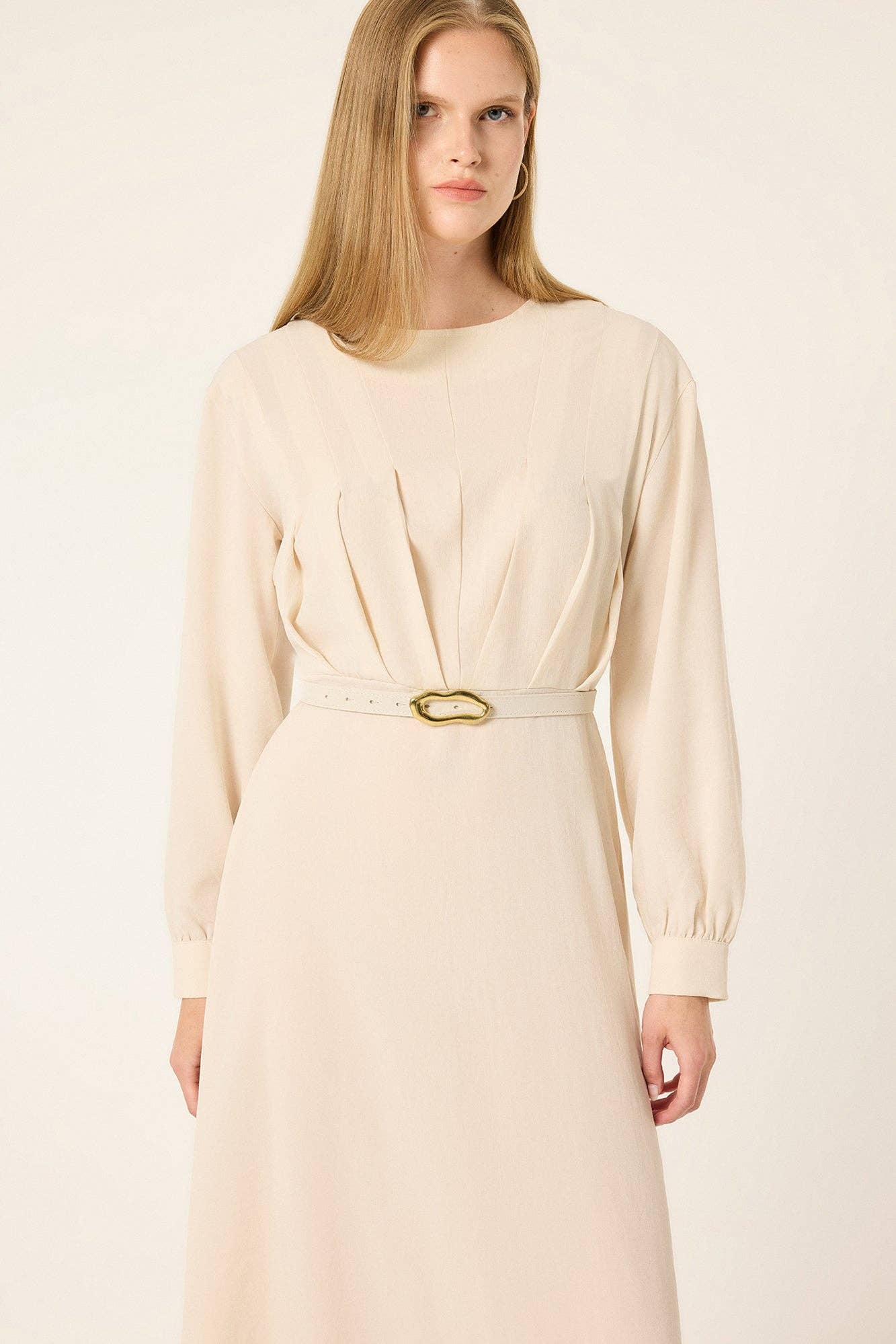Belted Pleated Maxi Dress