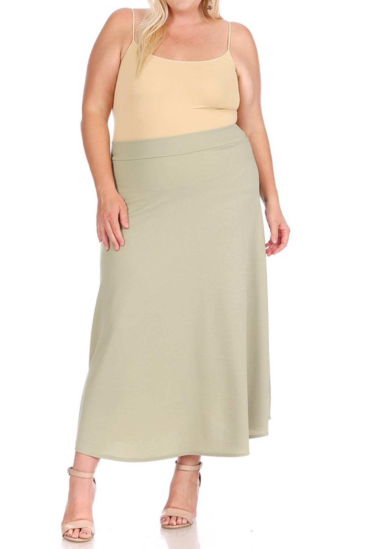 Women's Plus Size Solid Flare Maxi Skirt