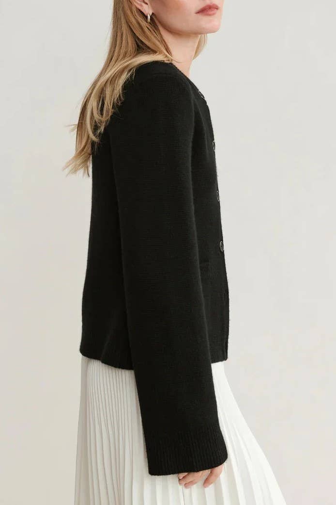 Demure hourglass silhouette cardigan