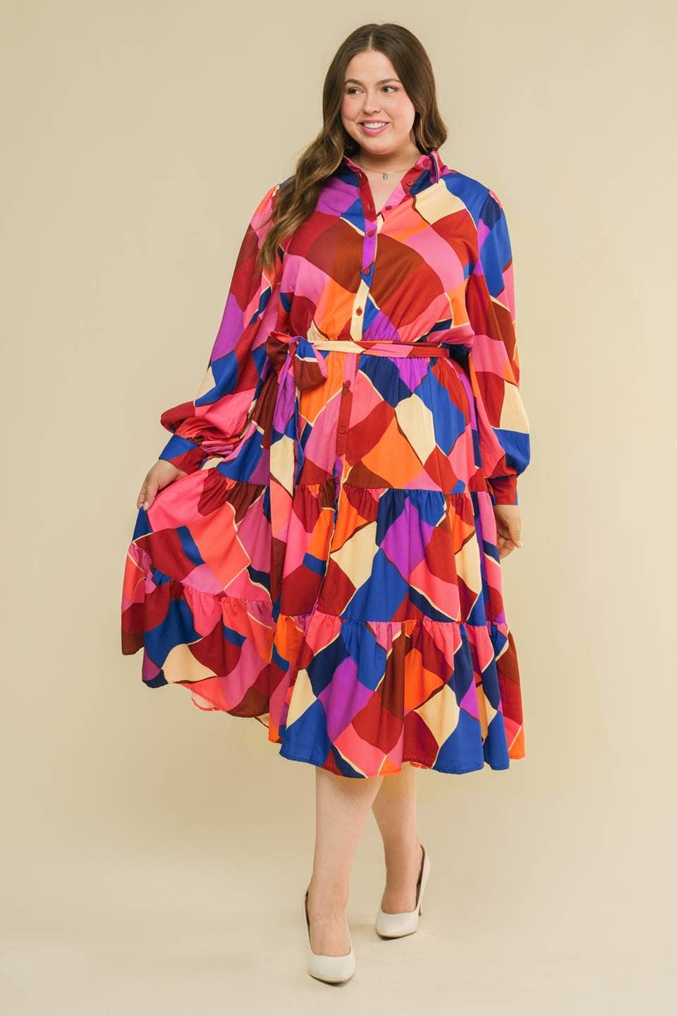 A printed woven midi dress - IDP20384