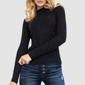Striped long-sleeved knitted base layer sweater