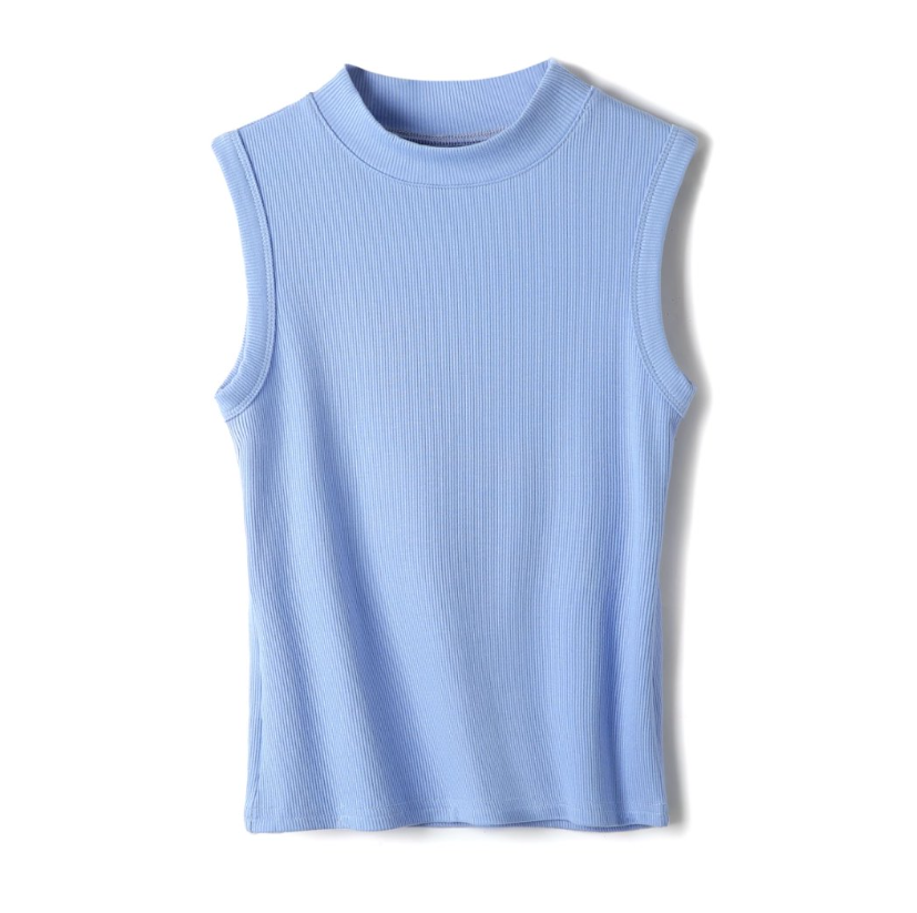 Versatile Essential Basic rib high neck vest tank Top