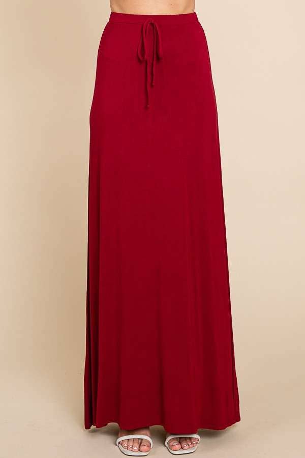 CBA1847 - DRAW STRING FLARE MAXI SKIRT