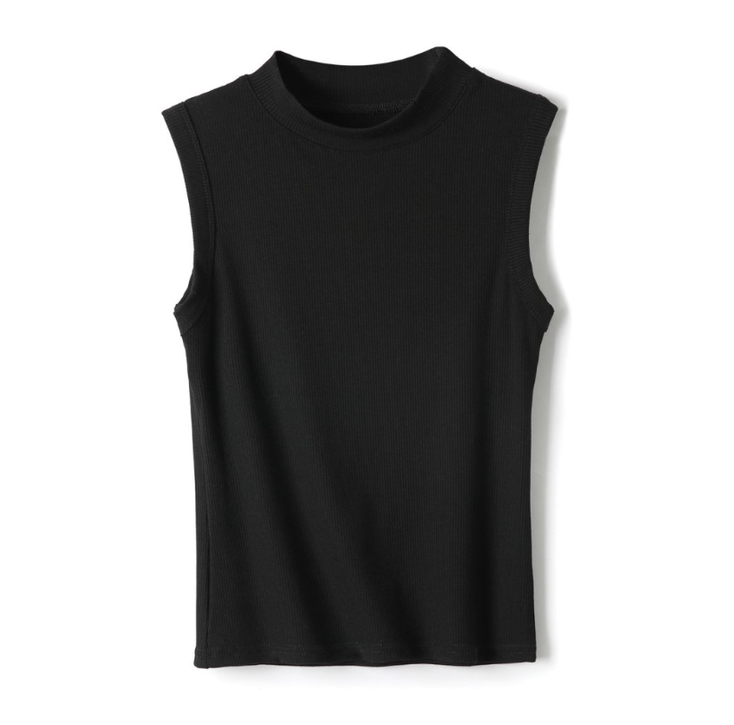 Versatile Essential Basic rib high neck vest tank Top