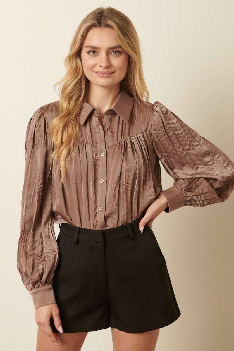CRINKLE SATIN SHIRT