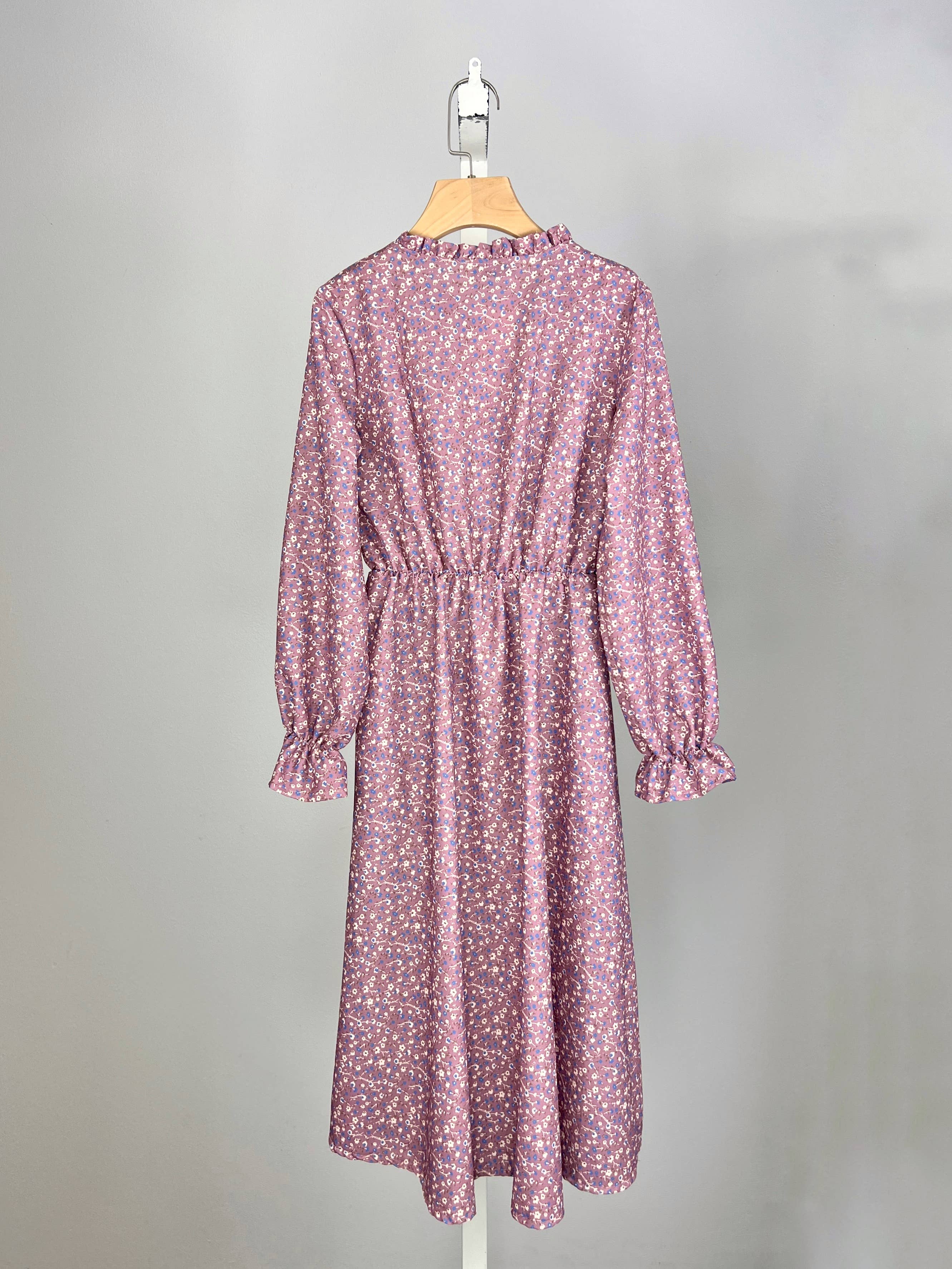 Liberty floral print long dress with long sleeves for girls