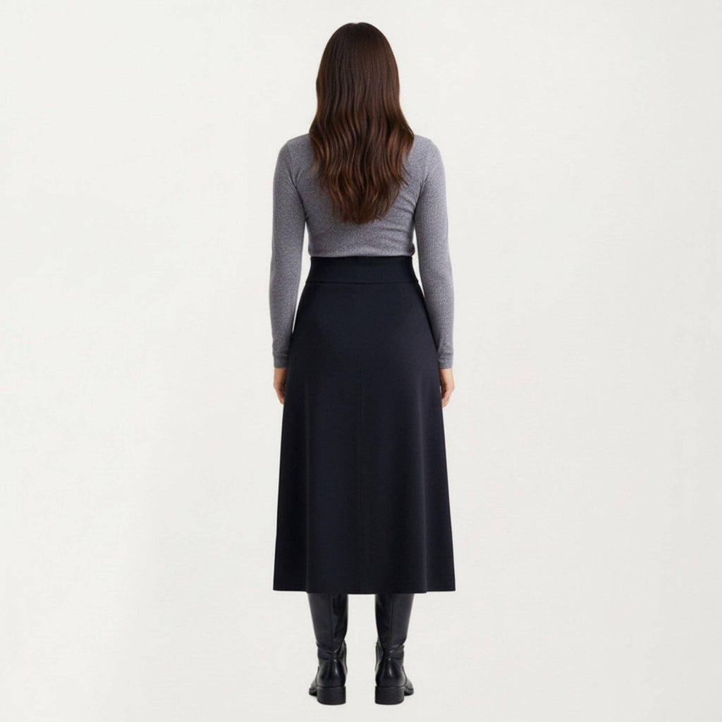 Maternity High Waist Stretch Knit Midi Skirt with Seamless S