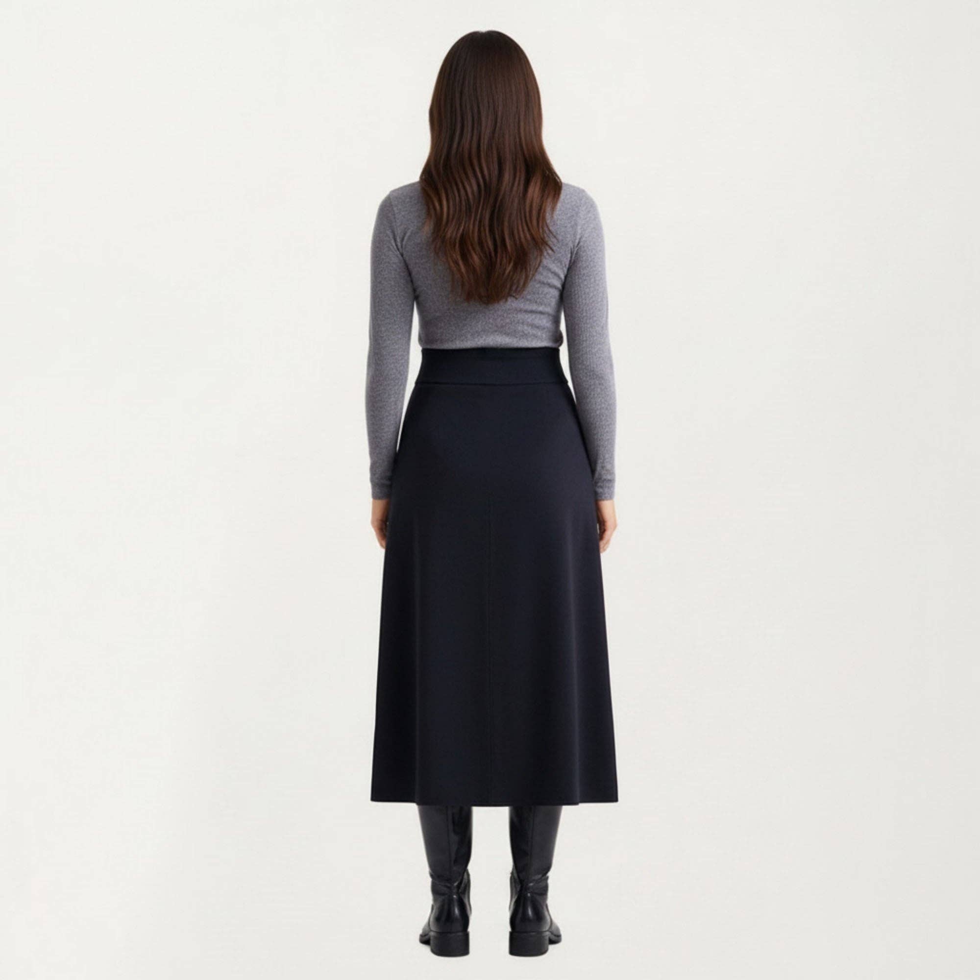 Maternity High Waist Stretch Knit Midi Skirt with Seamless S