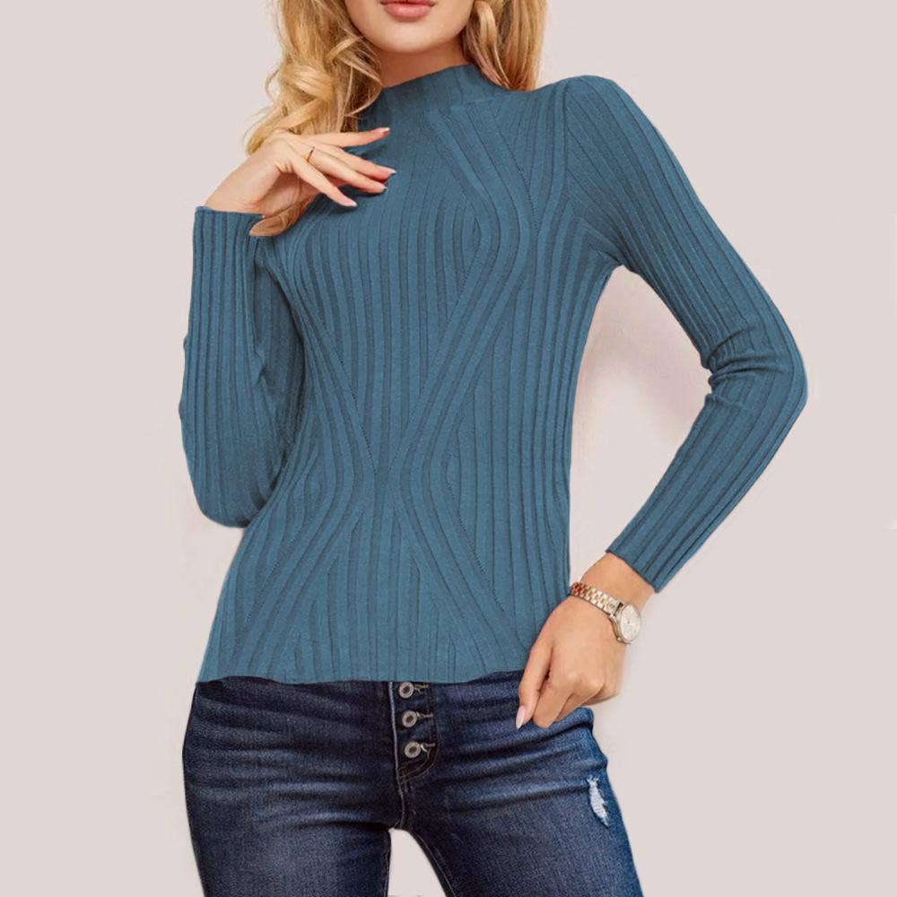 Striped long-sleeved knitted base layer sweater