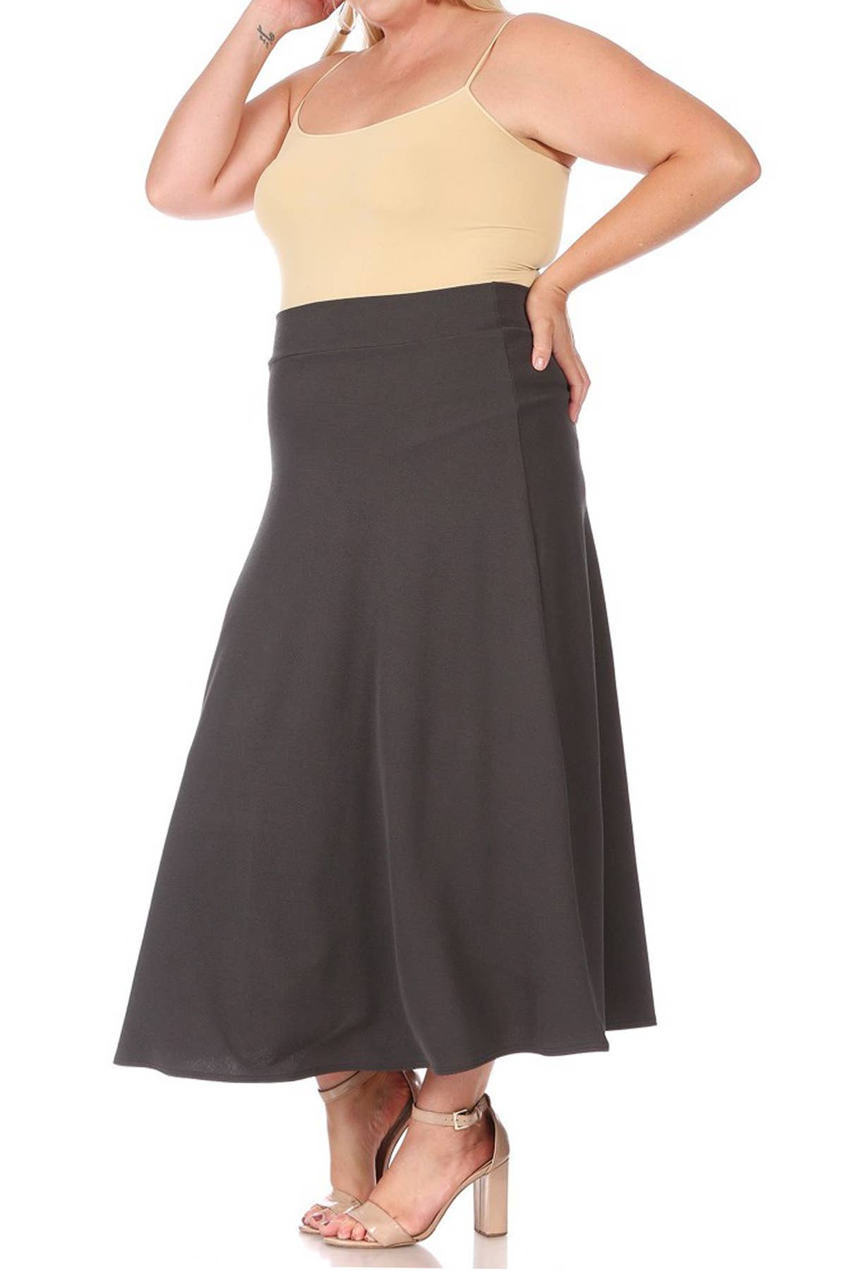 Women's Plus Size Solid Flare A-line Long Skirt