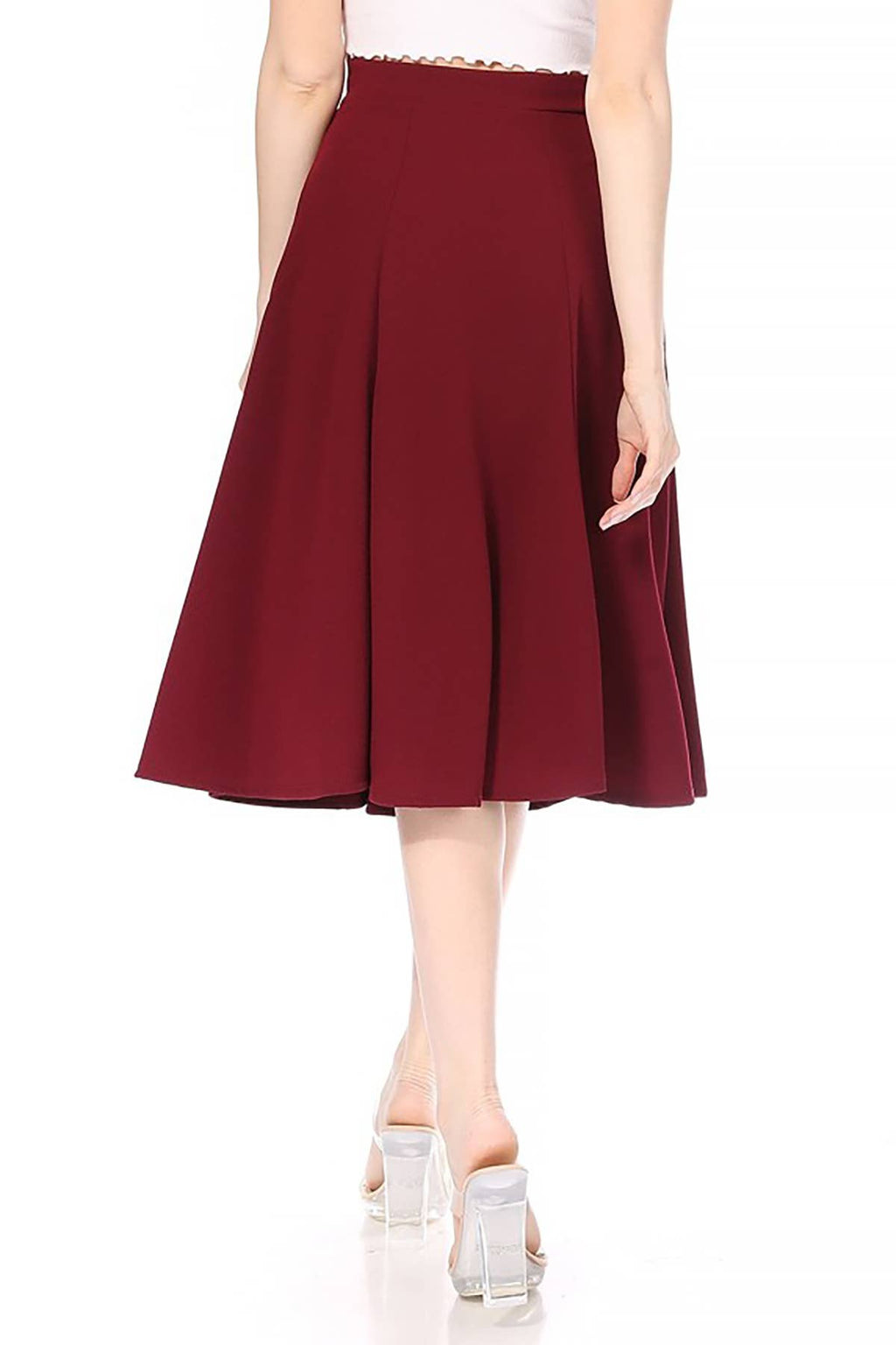 Women's Solid Flared Lightweight Long Midi A-line Skirt