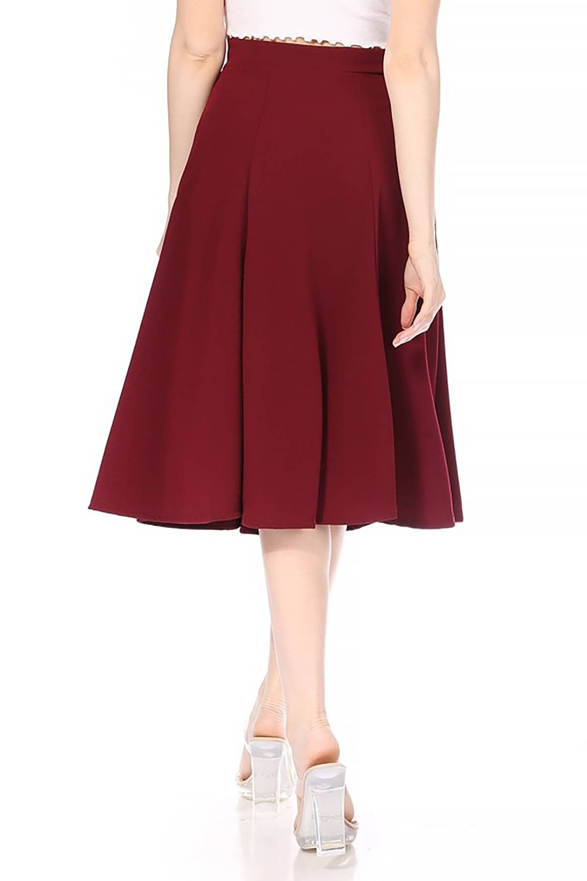 Women's Solid Flared Lightweight Long Midi A-line Skirt