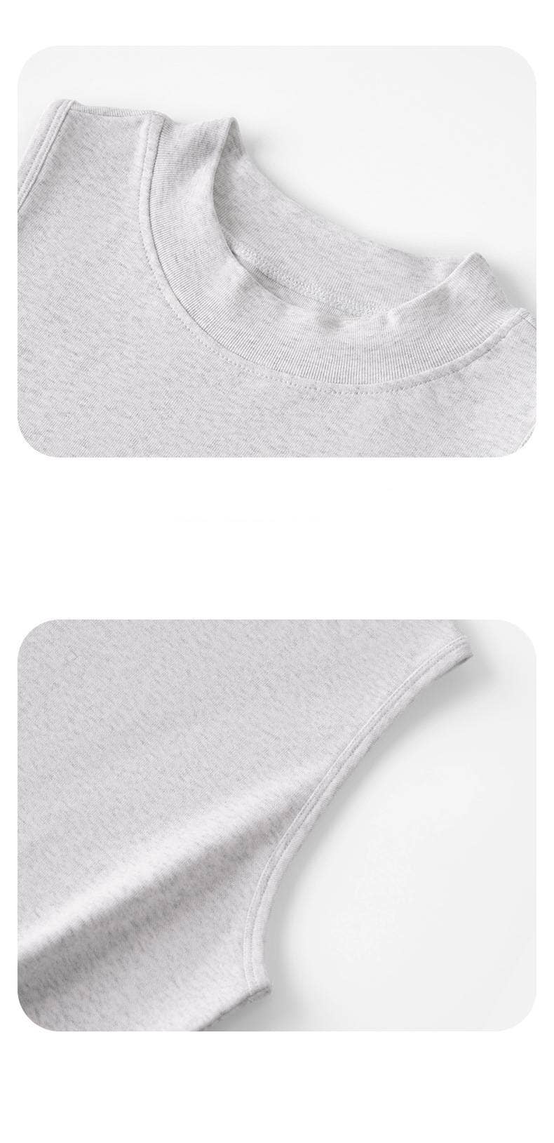Basic Essential cotton blend fitted high neck crop tank top