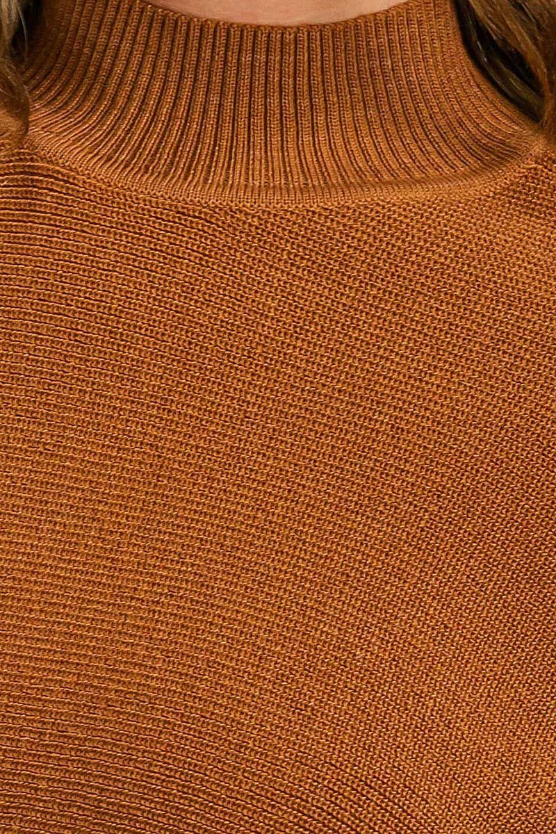 LONG SLEEVE MOCK NECK KNIT CROP TOP