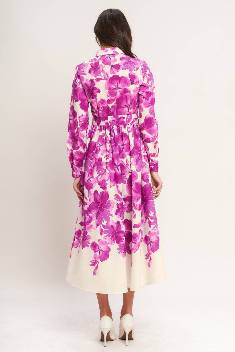 A printed woven midi shirt dress - ID23003
