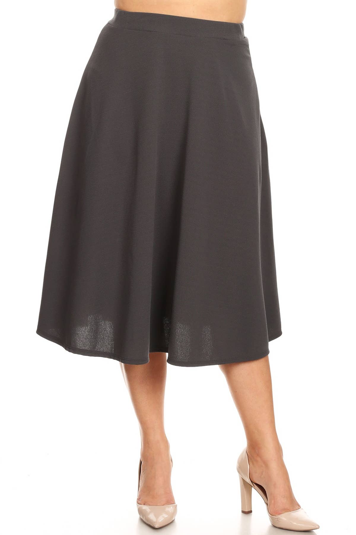 Women's Plus Size Casual Solid Midi Skirt (Open Pack)