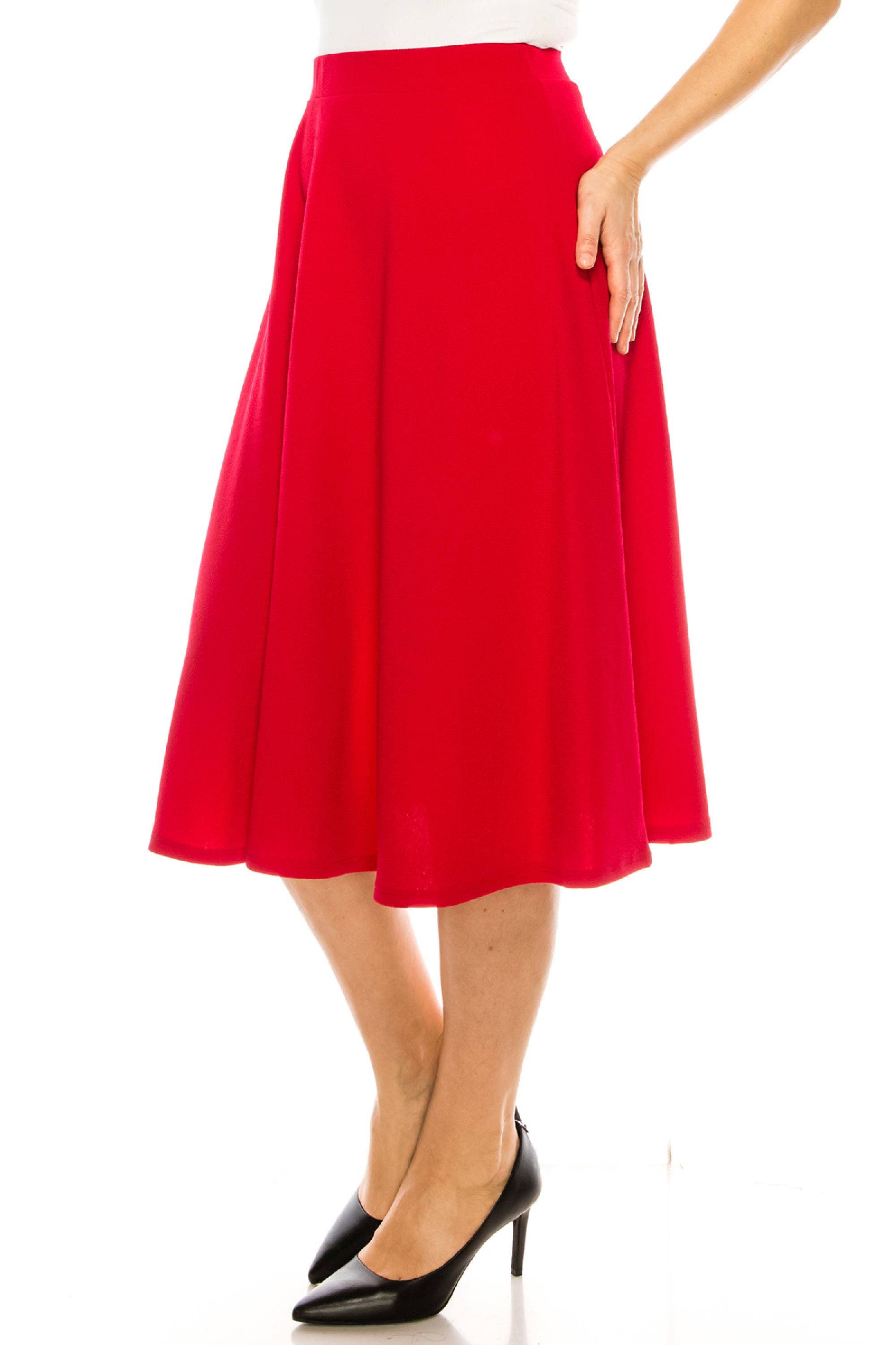 Women's Plus Size Casual Flared Midi Skirt Made in USA