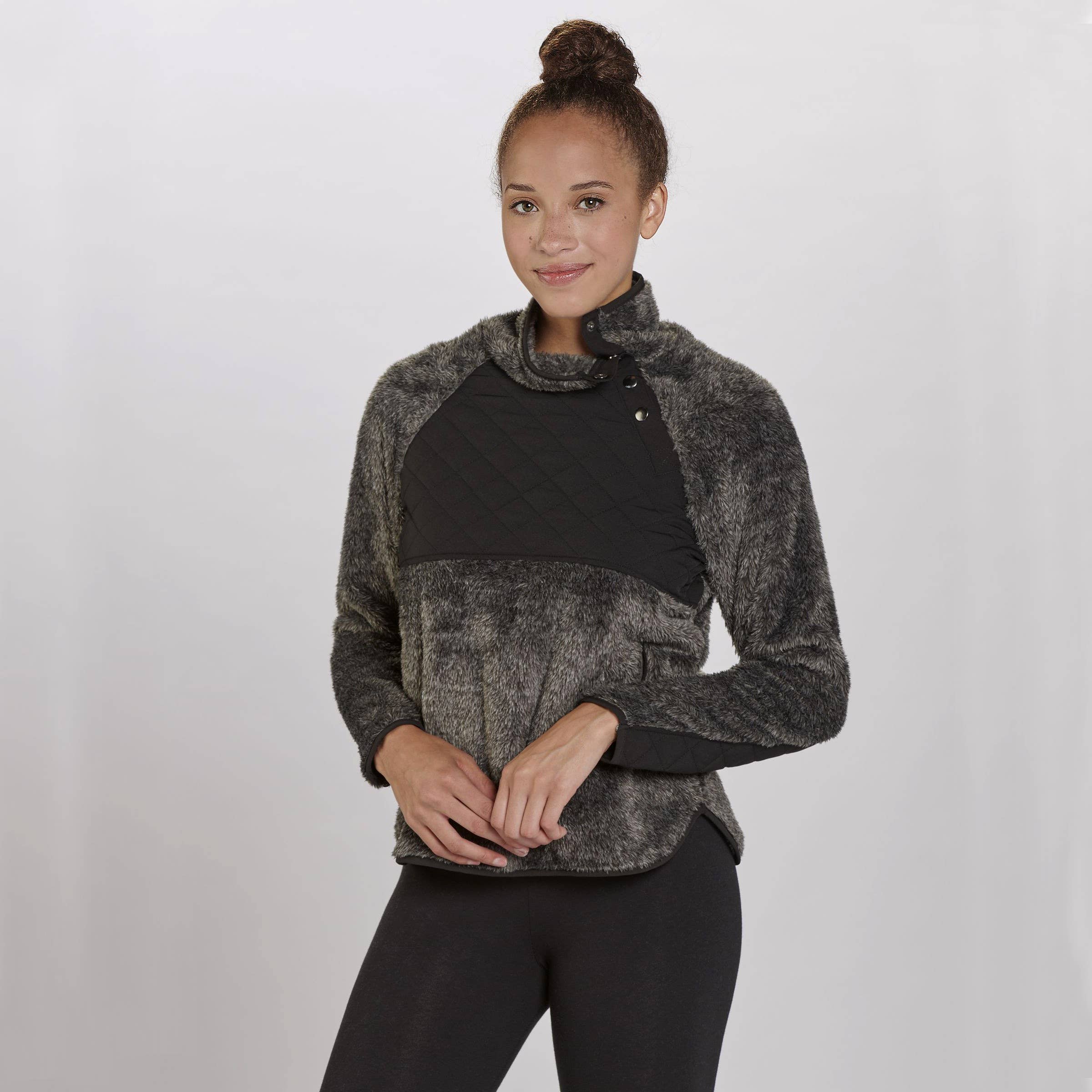 Quilted Fuzzy Fleece Pullover