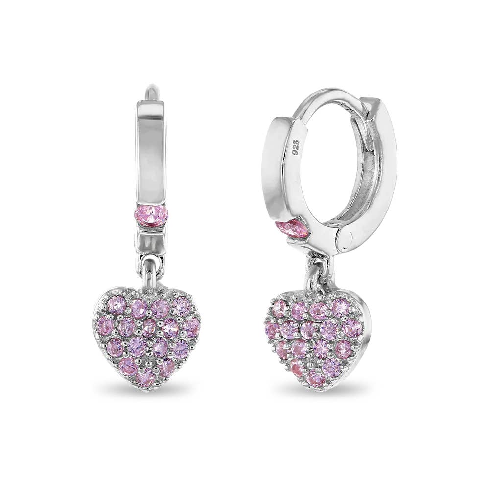 Puffed Heart Kids / Girls Earrings Hoop - Sterling Silver