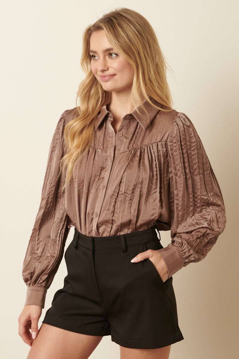 CRINKLE SATIN SHIRT