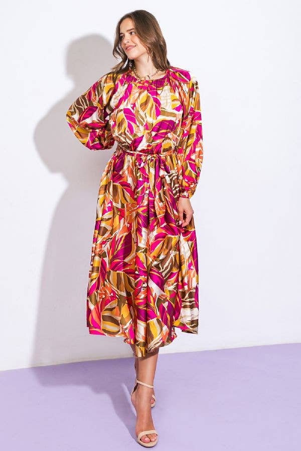 A printed woven midi dress - ID20590