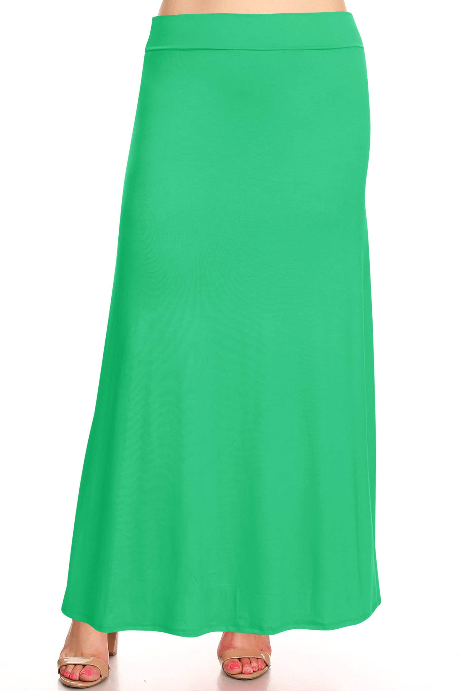 Women's Plus Size Foldable  Waist  Solid Long Maxi Skirt