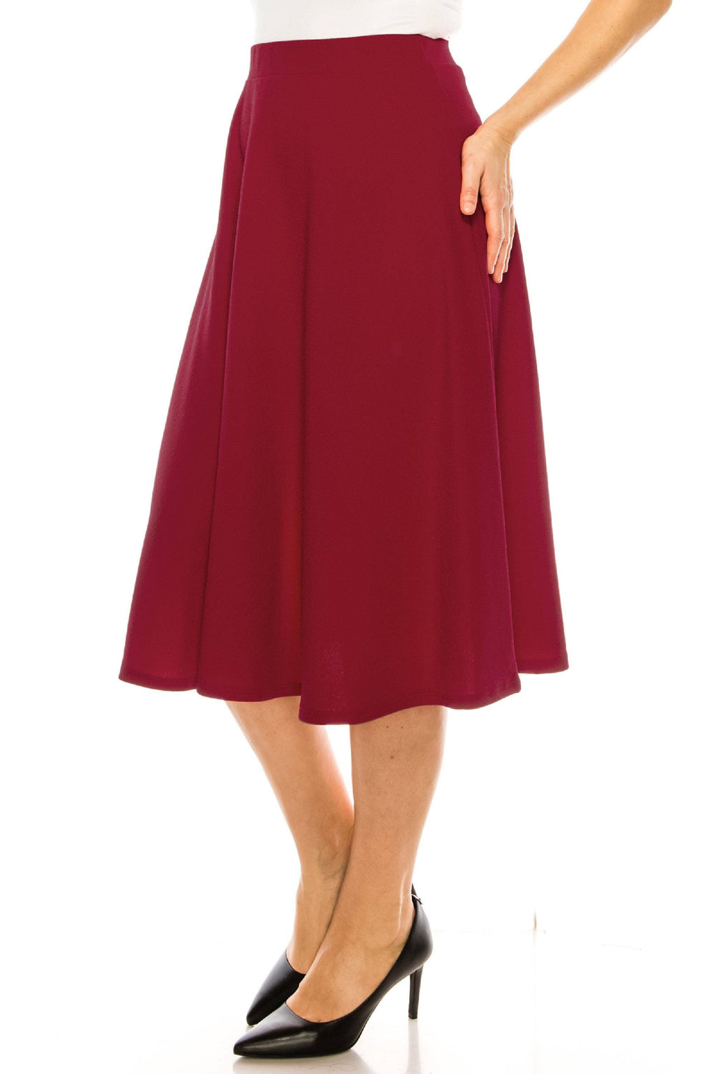 Women's Plus Size Casual Flared Midi Skirt Made in USA
