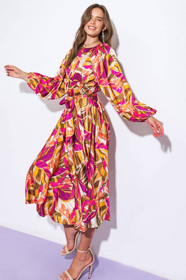 A printed woven midi dress - ID20590