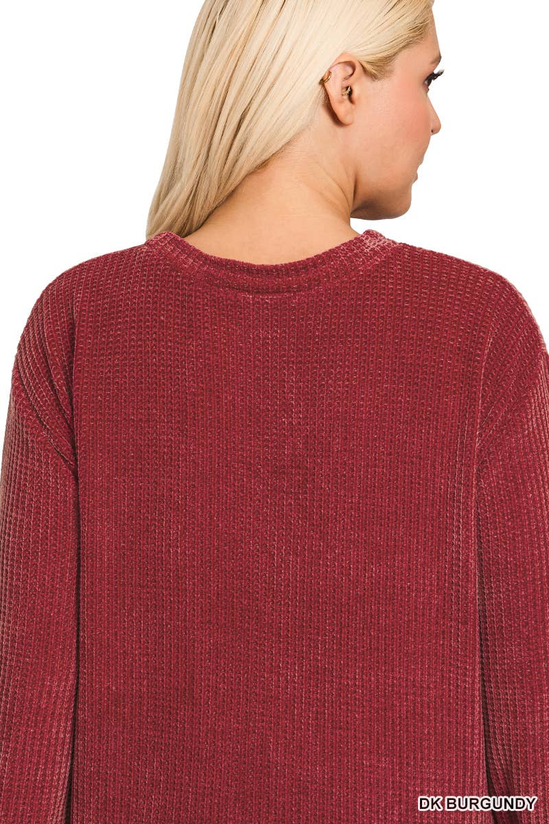 Plus Chenille Waffle Round Neck Sweater