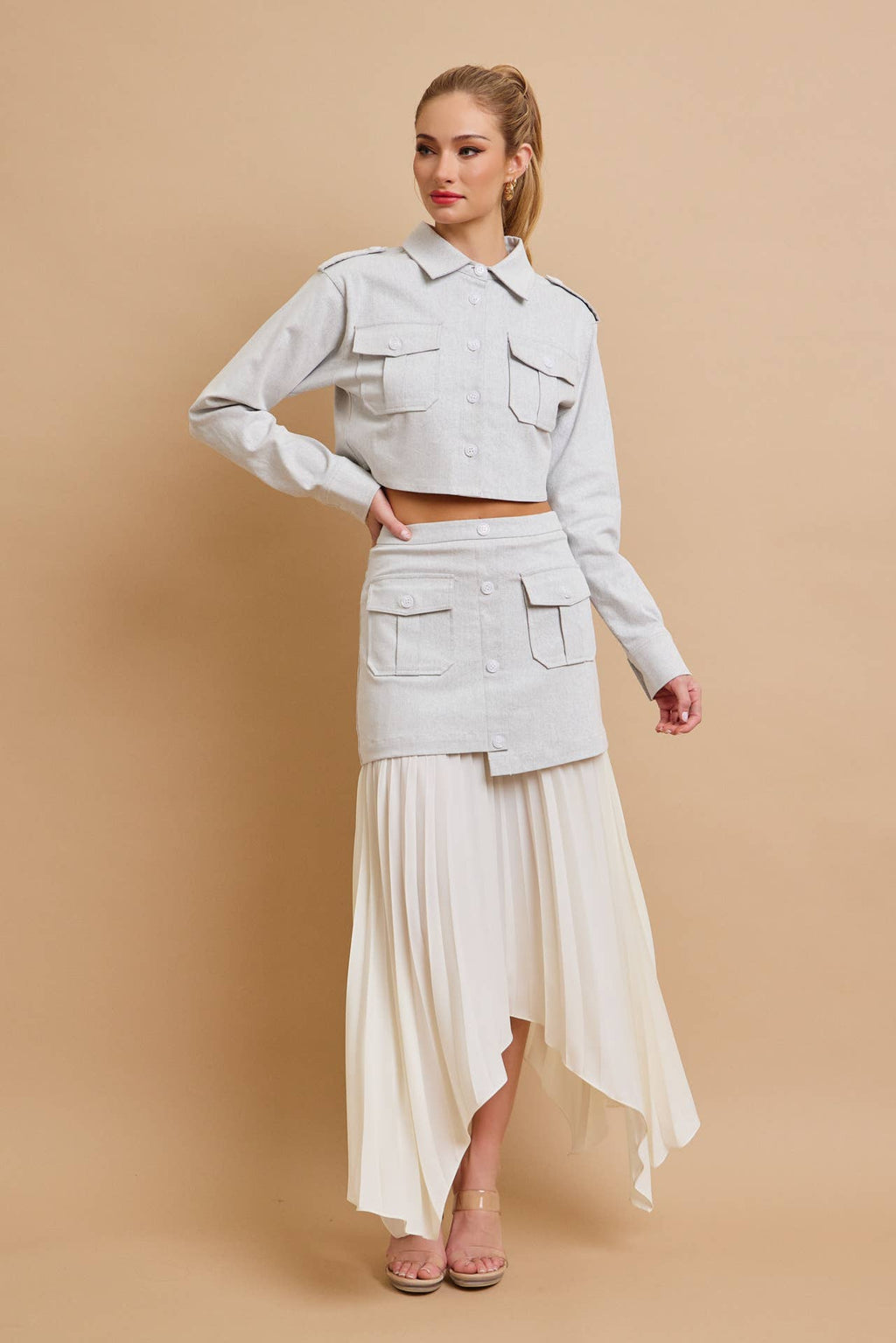 Day Trip Woven Button Down Crop Jacket