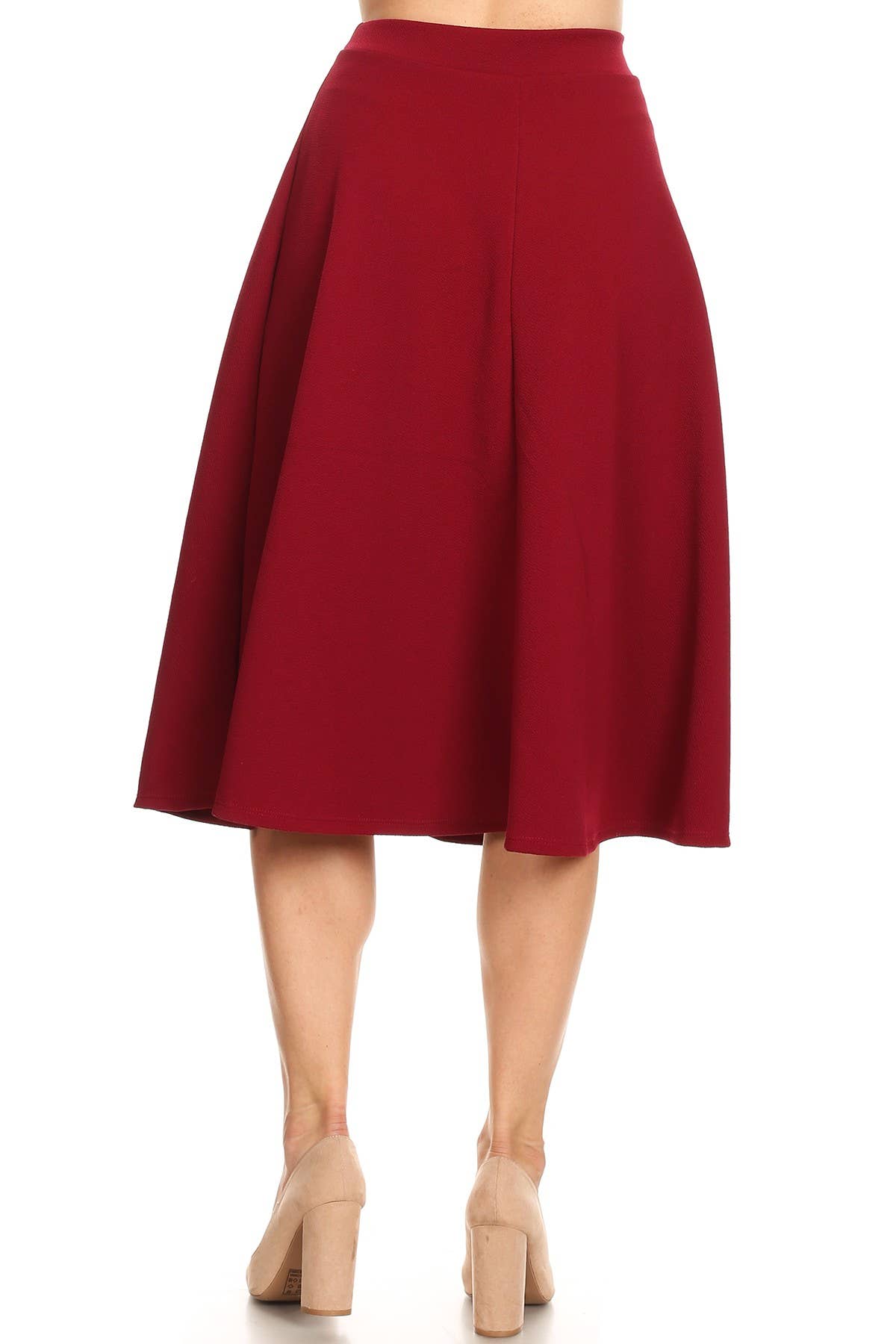 Women's Solid Basic Casual Flared Midi Skirt (Open Pack)