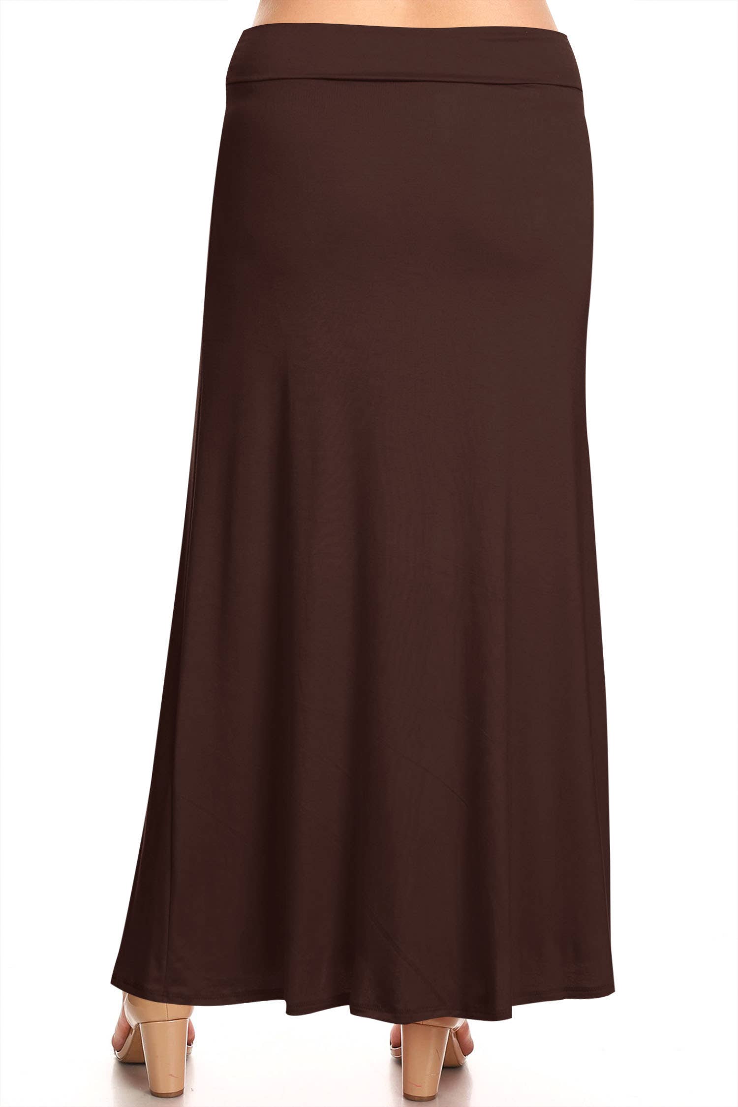 Women's Plus Size Foldable  Waist  Solid Long Maxi Skirt