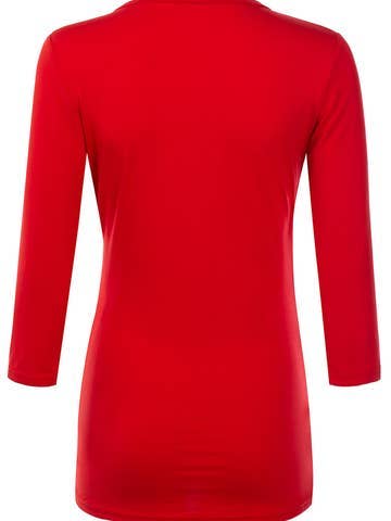 3/4 Sleeve Tank Tops Deep V-Neck Surplice Wrap